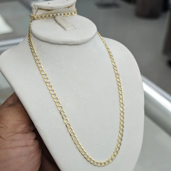 10kt Real Gold Cuban Diamond Cut Chain 3.4mm 16 inches